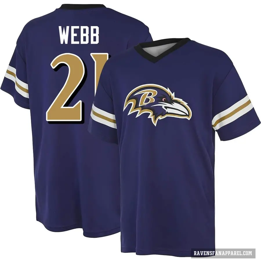 Men's ＃21 Lardarius Webb Baltimore Ravens Purple Game Day V-Neck T-Shirt