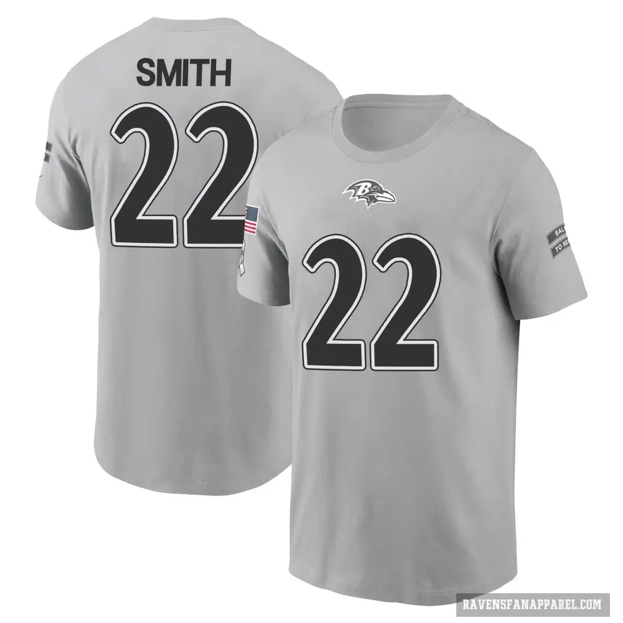 Men's ＃22 Jimmy Smith Baltimore Ravens Gray 2024 Salute to Service T-Shirt