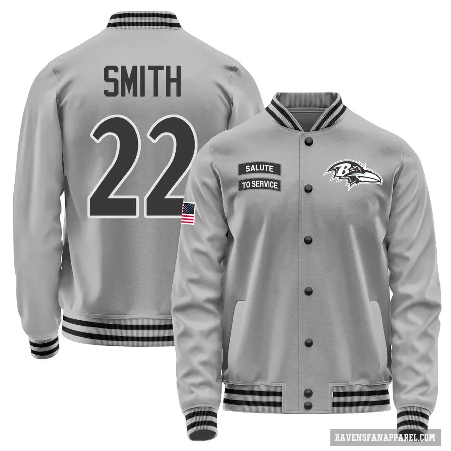 Men's ＃22 Jimmy Smith Baltimore Ravens Gray Salute to Service Performance Jacket