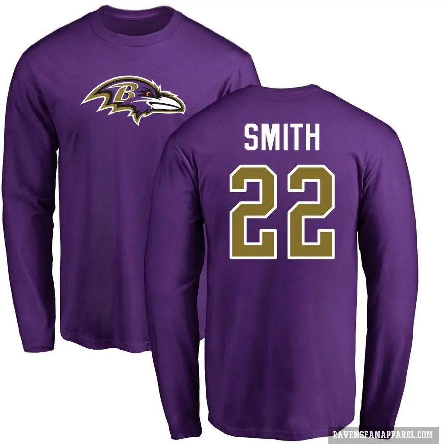 Men's ＃22 Jimmy Smith Baltimore Ravens Purple Logo Long Sleeve T-Shirt