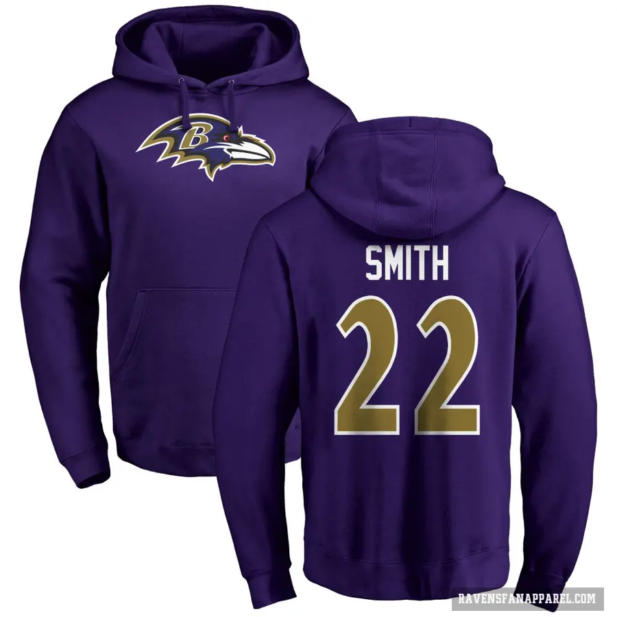 Men's ＃22 Jimmy Smith Baltimore Ravens Purple Pro Line by Branded Name & Number Logo Pullover Hoodie