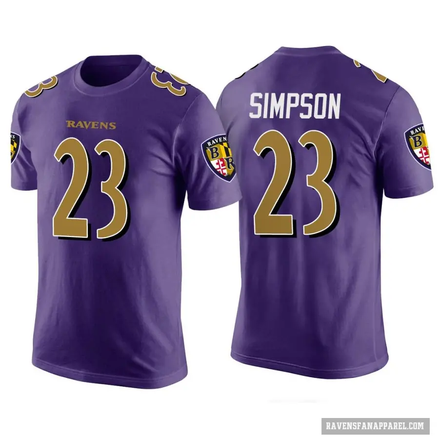 Men's ＃23 Trenton Simpson Baltimore Ravens Purple Color Rush T-Shirt