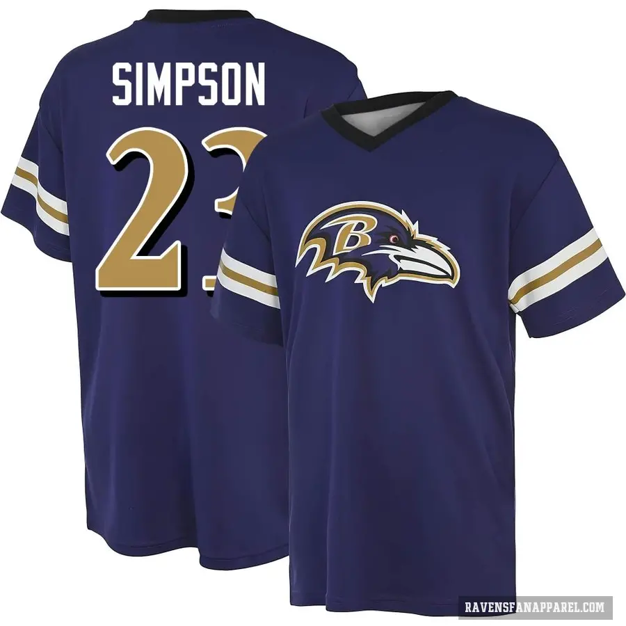 Men's ＃23 Trenton Simpson Baltimore Ravens Purple Game Day V-Neck T-Shirt