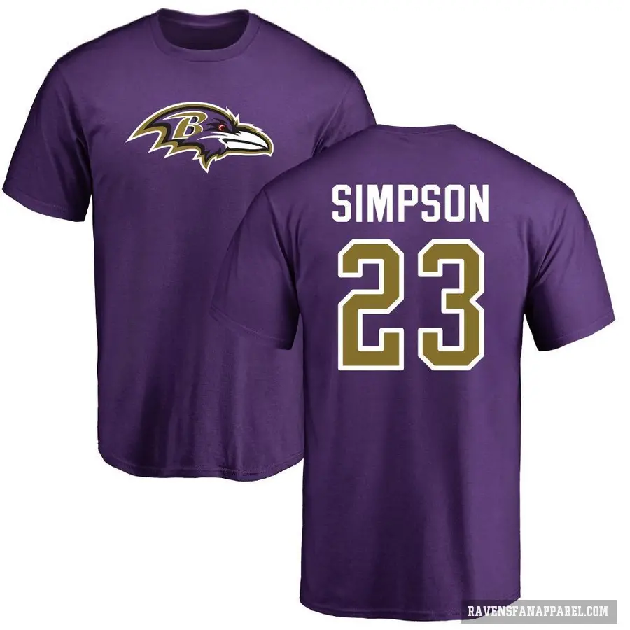 Men's ＃23 Trenton Simpson Baltimore Ravens Purple Logo T-Shirt