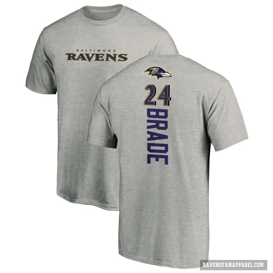 Men's ＃24 Beau Brade Baltimore Ravens Ash Backer T-Shirt