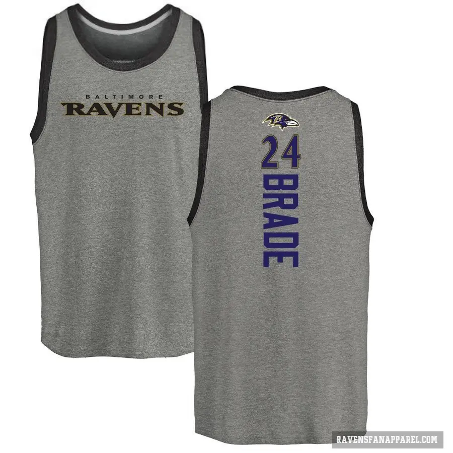 Men's ＃24 Beau Brade Baltimore Ravens Ash Backer Tank Top