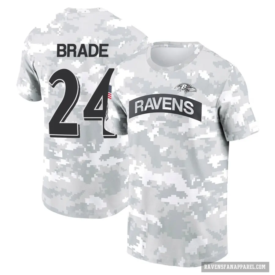 Men's ＃24 Beau Brade Baltimore Ravens Camo Arctic 2024 Salute to Service Performance T-Shirt