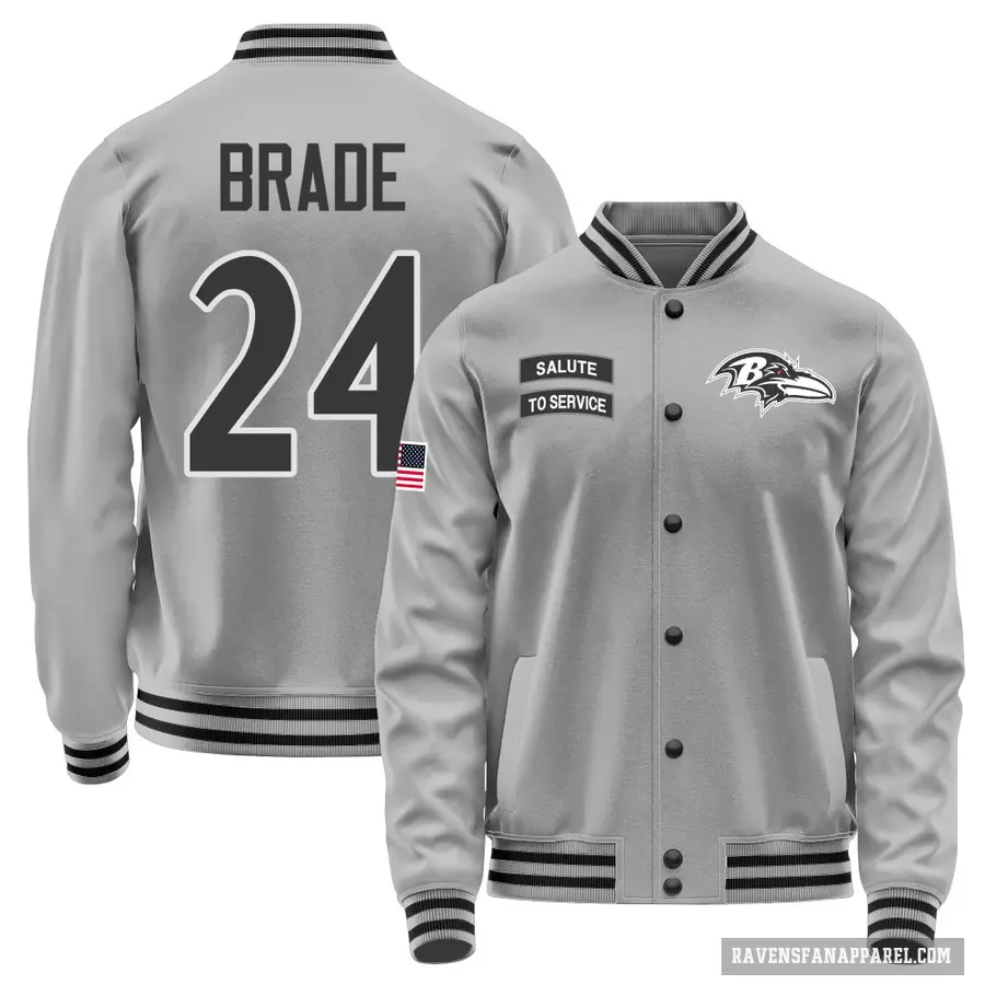 Men's ＃24 Beau Brade Baltimore Ravens Gray Salute to Service Performance Jacket