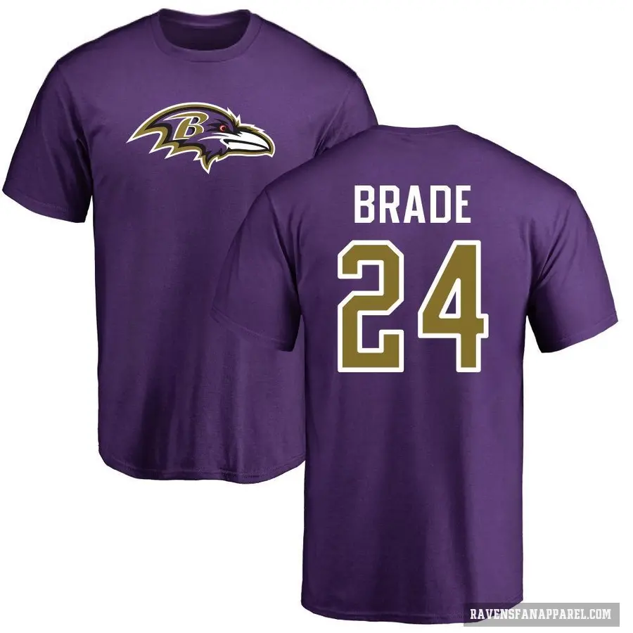 Men's ＃24 Beau Brade Baltimore Ravens Purple Logo T-Shirt