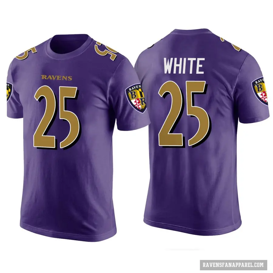 Men's ＃25 Tre'Davious White Baltimore Ravens WhitePurple Purple Color Rush T-Shirt