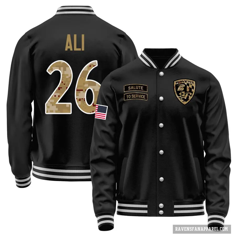 Men's ＃26 Rasheen Ali Baltimore Ravens Black Salute to Service Sideline Performance Jacket