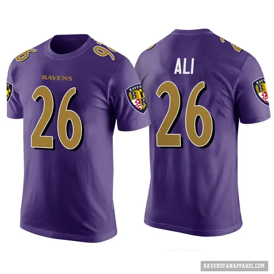 Men's ＃26 Rasheen Ali Baltimore Ravens Purple Color Rush T-Shirt