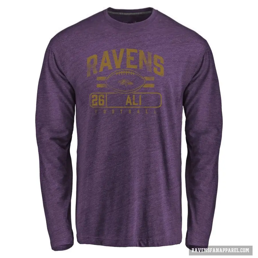 Men's ＃26 Rasheen Ali Baltimore Ravens Purple Flanker Long Sleeve T-Shirt