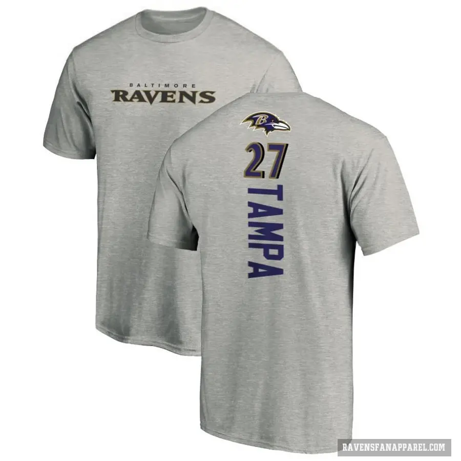 Men's ＃27 T.J. Tampa Baltimore Ravens Ash Backer T-Shirt