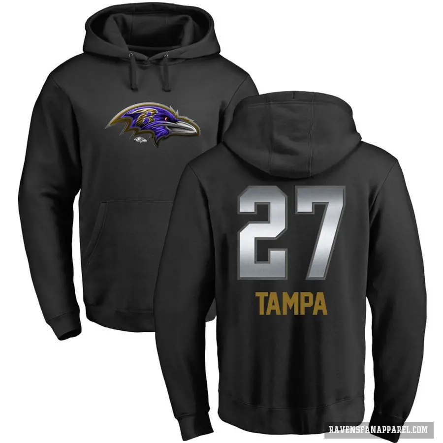 Men's ＃27 T.J. Tampa Baltimore Ravens Black Midnight Mascot Pullover Hoodie