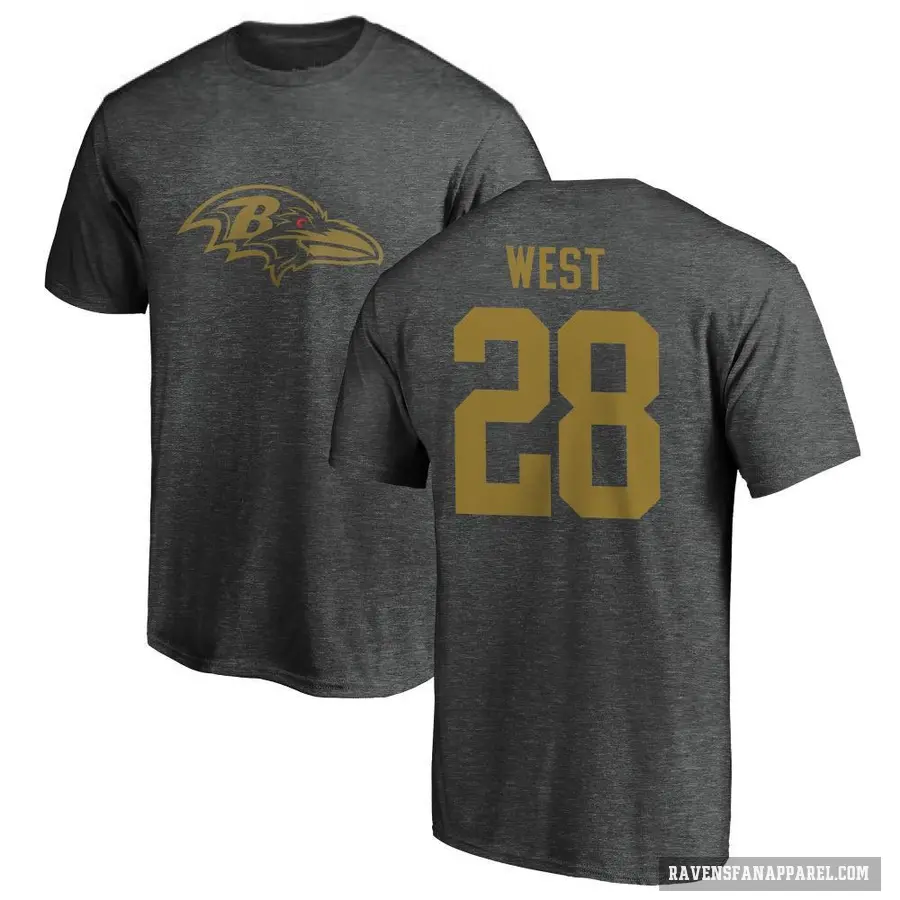 Men's ＃28 Terrance West Baltimore Ravens Ash One Color T-Shirt