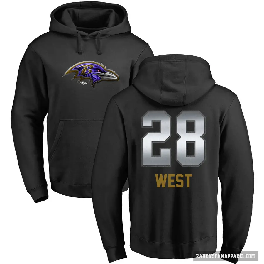 Men's ＃28 Terrance West Baltimore Ravens Black Midnight Mascot Pullover Hoodie