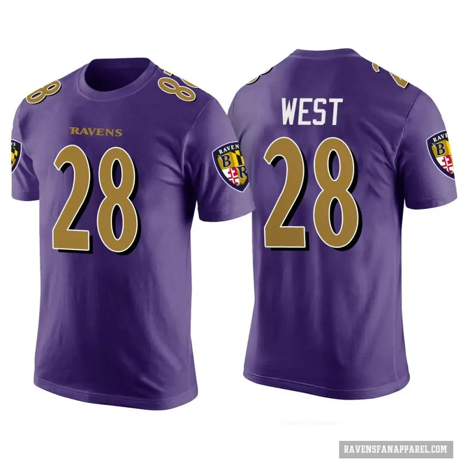 Men's ＃28 Terrance West Baltimore Ravens Purple Color Rush T-Shirt