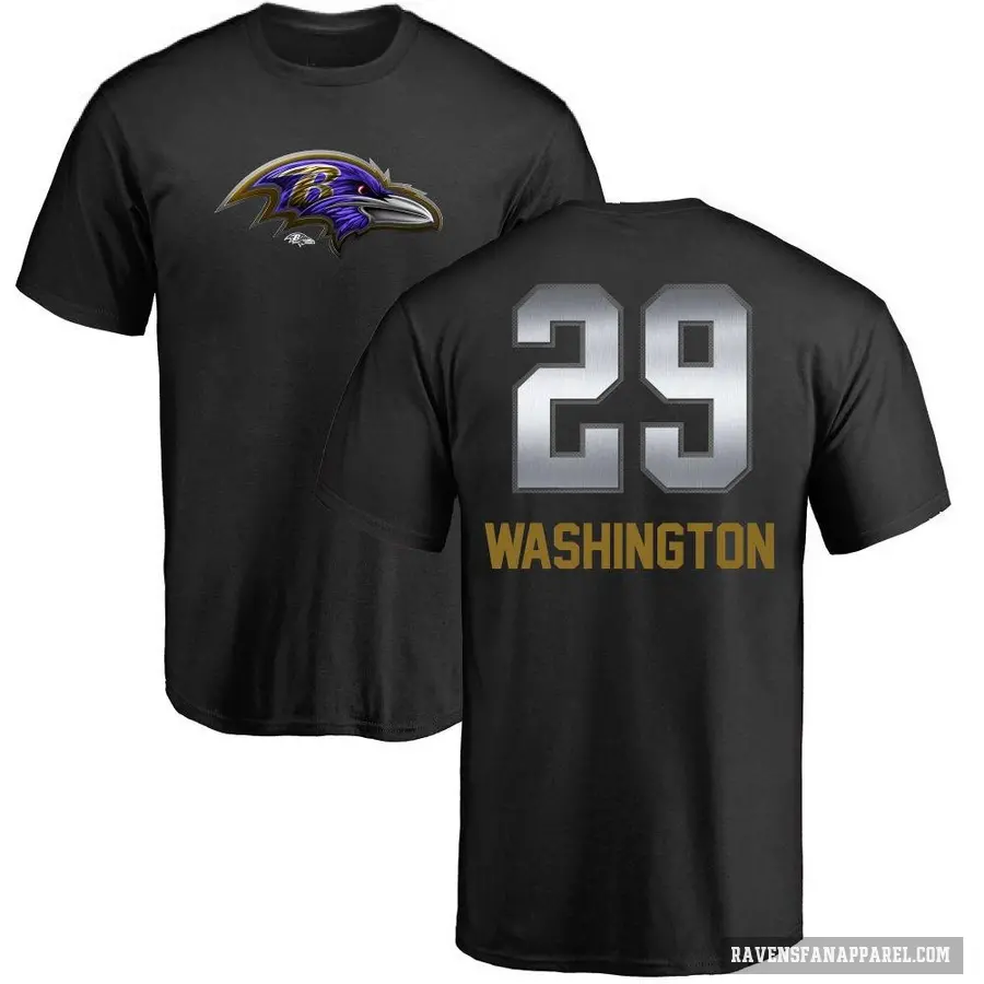 Men's ＃29 Ar'Darius Washington Baltimore Ravens Black Midnight Mascot T-Shirt