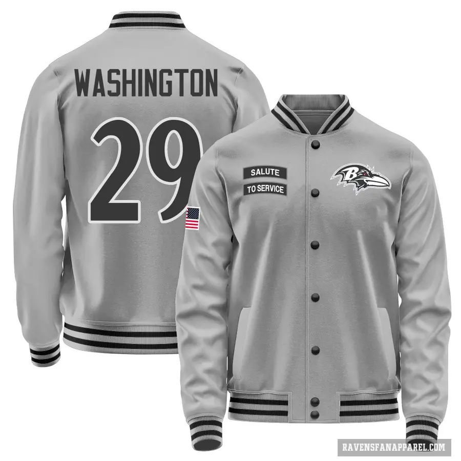 Men's ＃29 Ar'Darius Washington Baltimore Ravens Gray Salute to Service Performance Jacket