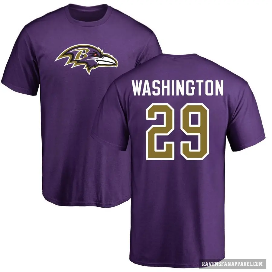 Men's ＃29 Ar'Darius Washington Baltimore Ravens Purple Logo T-Shirt