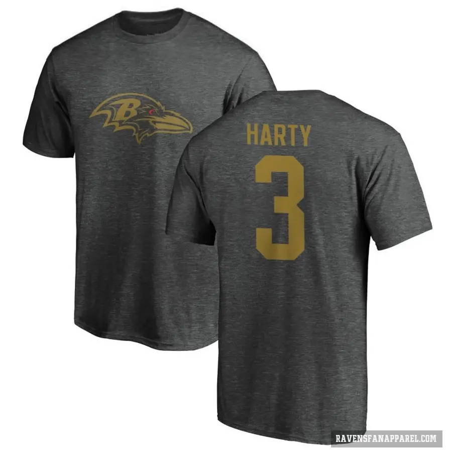 Men's ＃3 Deonte Harty Baltimore Ravens Ash One Color T-Shirt