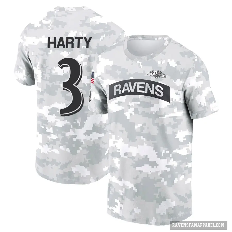 Men's ＃3 Deonte Harty Baltimore Ravens Camo Arctic 2024 Salute to Service Performance T-Shirt