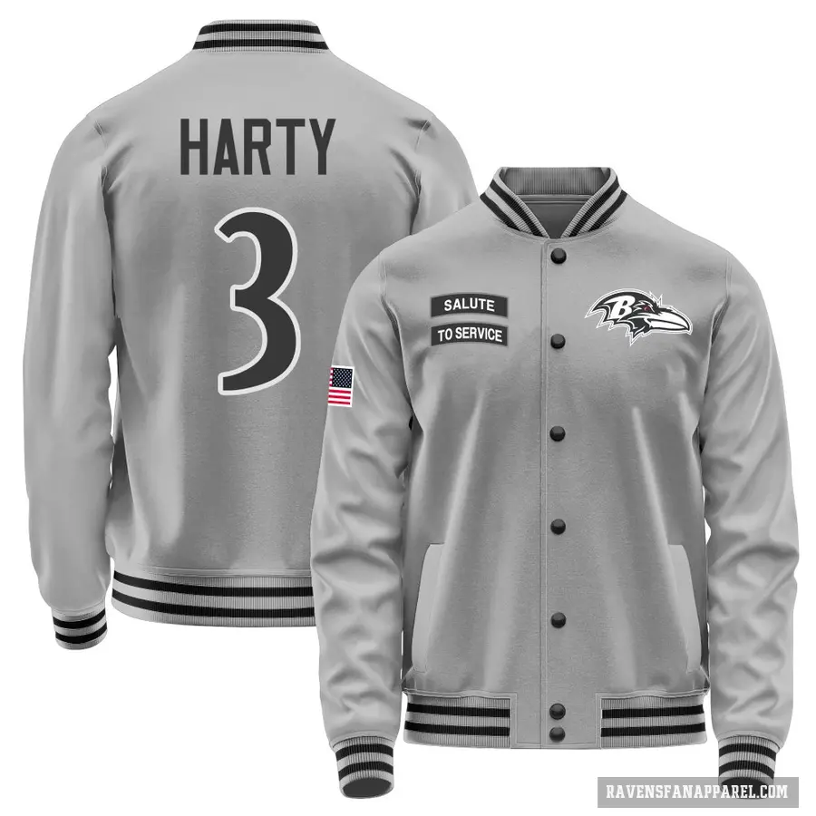 Men's ＃3 Deonte Harty Baltimore Ravens Gray Salute to Service Performance Jacket