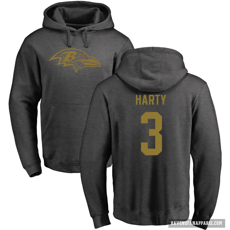 Men's ＃3 Deonte Harty Baltimore Ravens Pro Line by Branded Ash One Color Pullover Hoodie