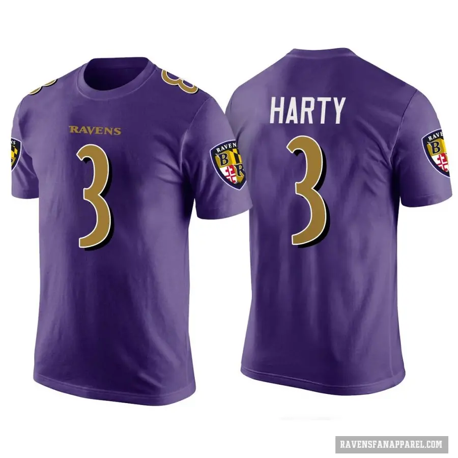 Men's ＃3 Deonte Harty Baltimore Ravens Purple Color Rush T-Shirt