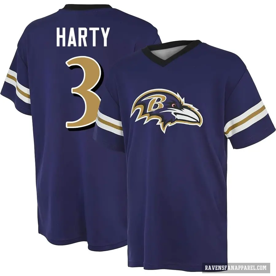 Men's ＃3 Deonte Harty Baltimore Ravens Purple Game Day V-Neck T-Shirt