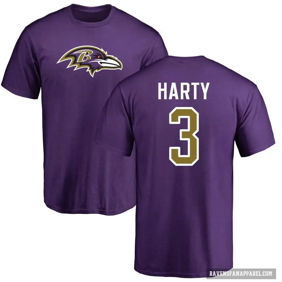 Men's ＃3 Deonte Harty Baltimore Ravens Purple Logo T-Shirt