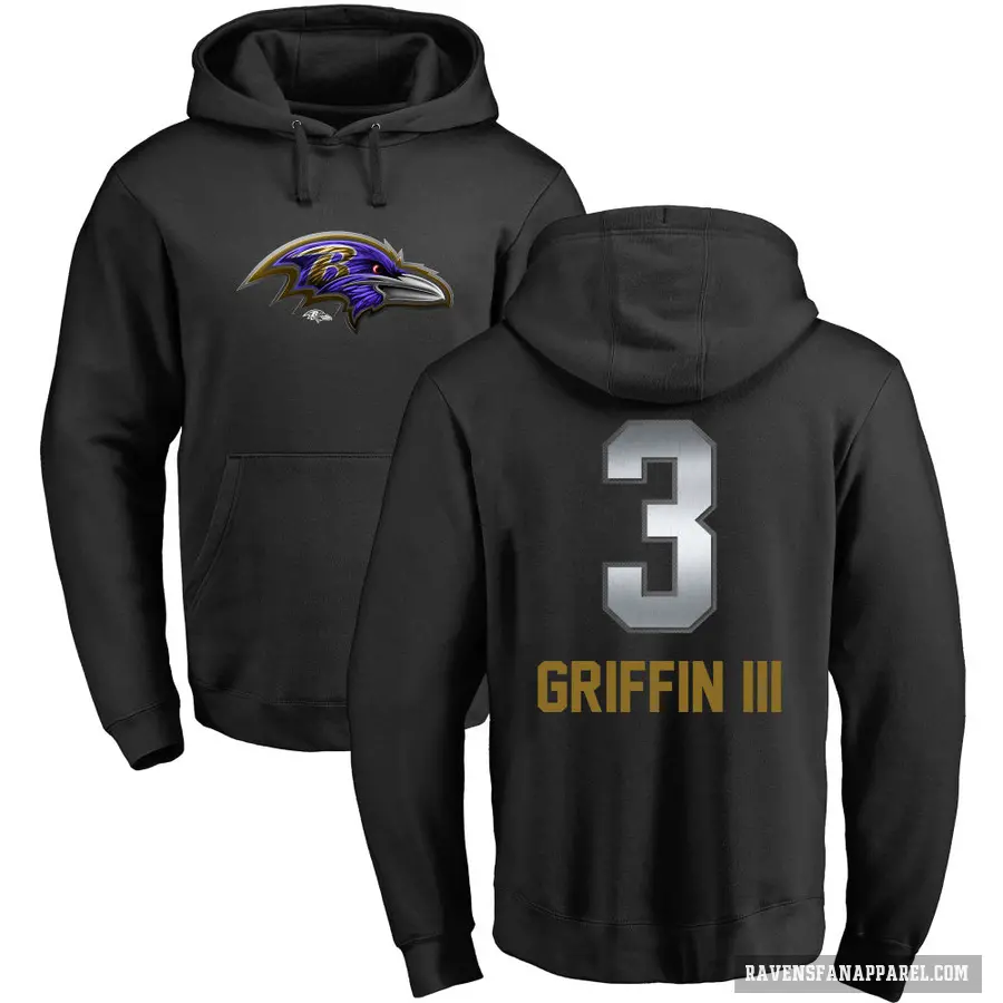 Men's ＃3 Robert Griffin III Baltimore Ravens Black Midnight Mascot Pullover Hoodie