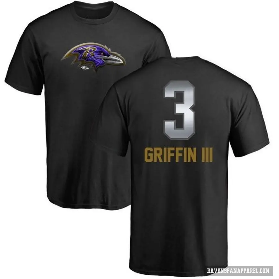 Men's ＃3 Robert Griffin III Baltimore Ravens Black Midnight Mascot T-Shirt