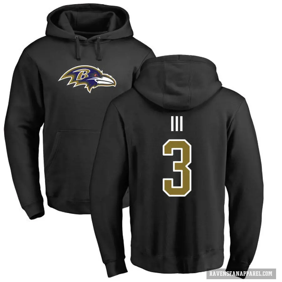 Men's ＃3 Robert Griffin III Baltimore Ravens Black Pro Line Name & Number Logo Pullover Hoodie