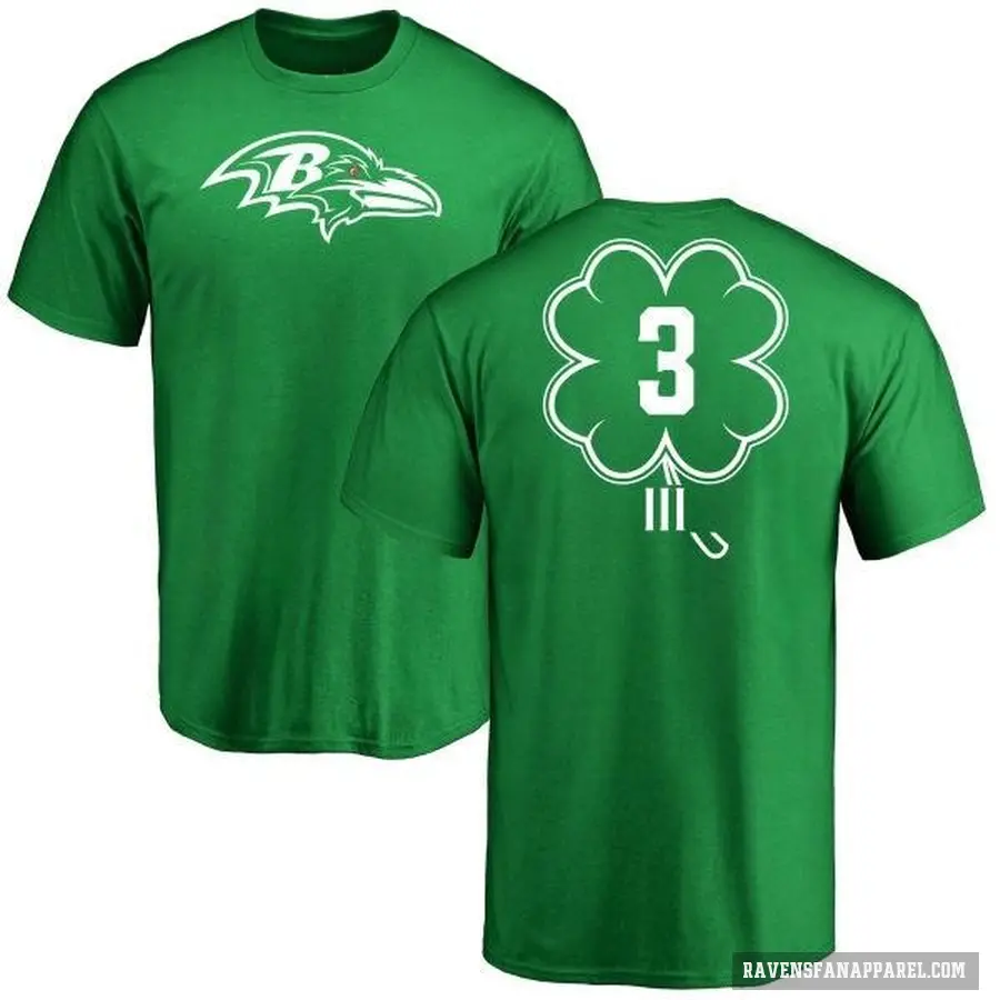 Men's ＃3 Robert Griffin III Baltimore Ravens Green St. Patrick's Day T-Shirt