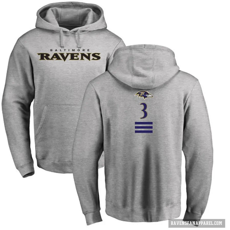 Men's ＃3 Robert Griffin III Baltimore Ravens Pro Line Ash Backer Pullover Hoodie