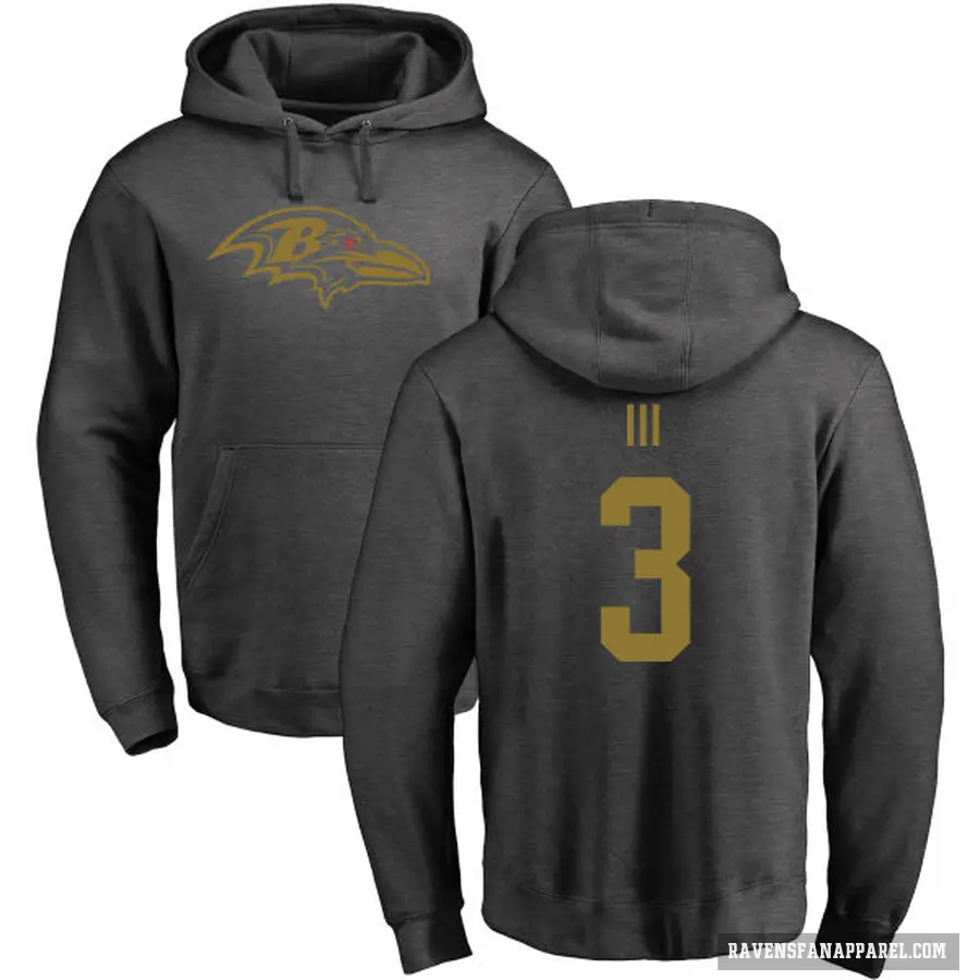 Men's ＃3 Robert Griffin III Baltimore Ravens Pro Line by Branded Ash One Color Pullover Hoodie