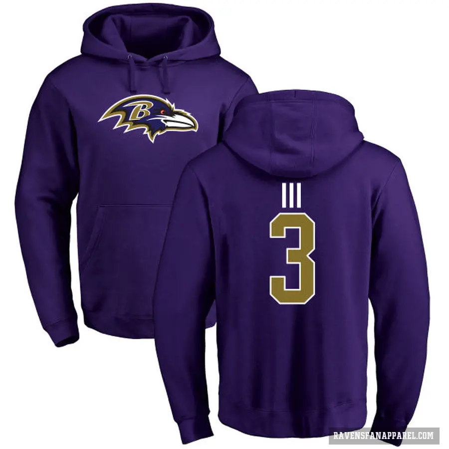 Men's ＃3 Robert Griffin III Baltimore Ravens Purple Pro Line by Branded Name & Number Logo Pullover Hoodie