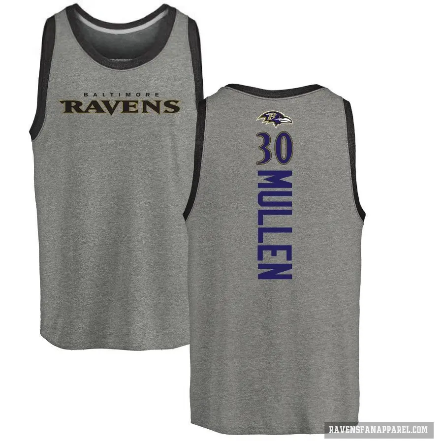 Men's ＃30 Trayvon Mullen Baltimore Ravens Ash Backer Tank Top