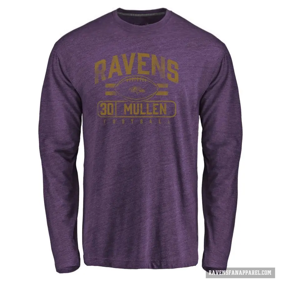 Men's ＃30 Trayvon Mullen Baltimore Ravens Purple Flanker Long Sleeve T-Shirt