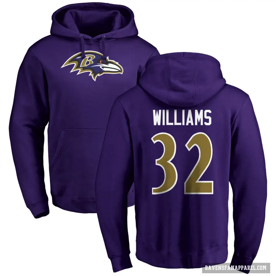 Men's ＃32 Marcus Williams Baltimore Ravens Purple Pro Line by Branded Name & Number Logo Pullover Hoodie