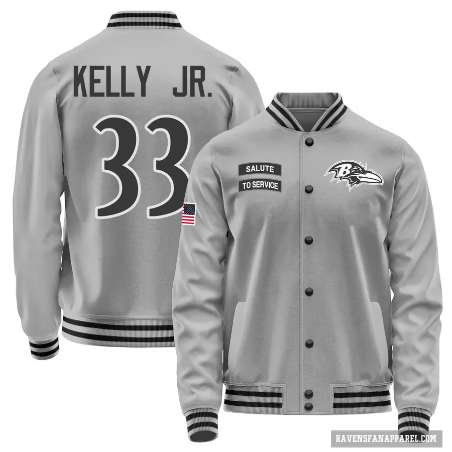 Men's ＃33 John Kelly Jr. Baltimore Ravens Gray Salute to Service Performance Jacket