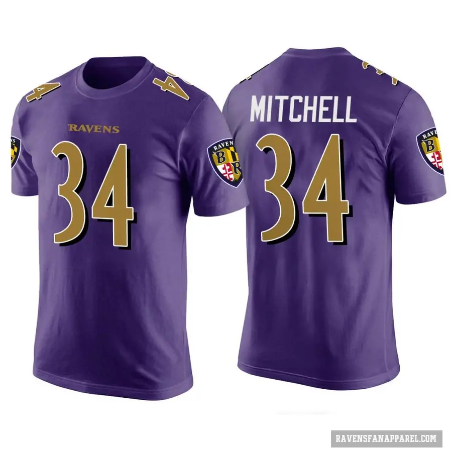 Men's ＃34 Keaton Mitchell Baltimore Ravens Purple Color Rush T-Shirt