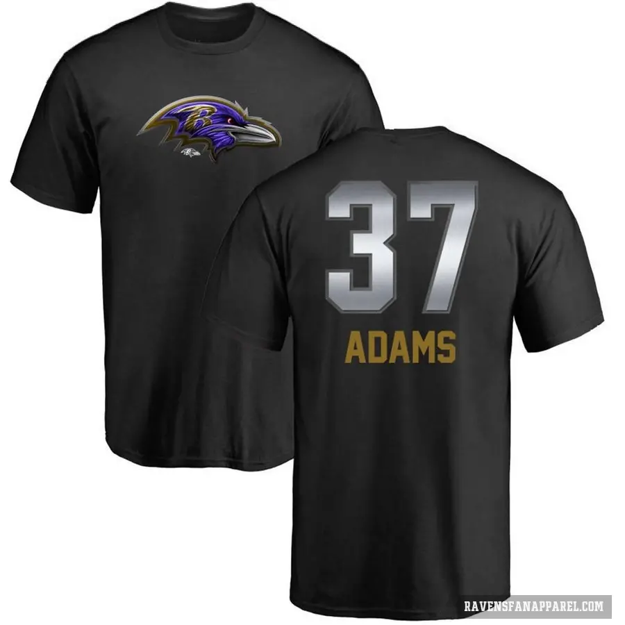 Men's ＃37 Andrew Adams Baltimore Ravens Black Midnight Mascot T-Shirt