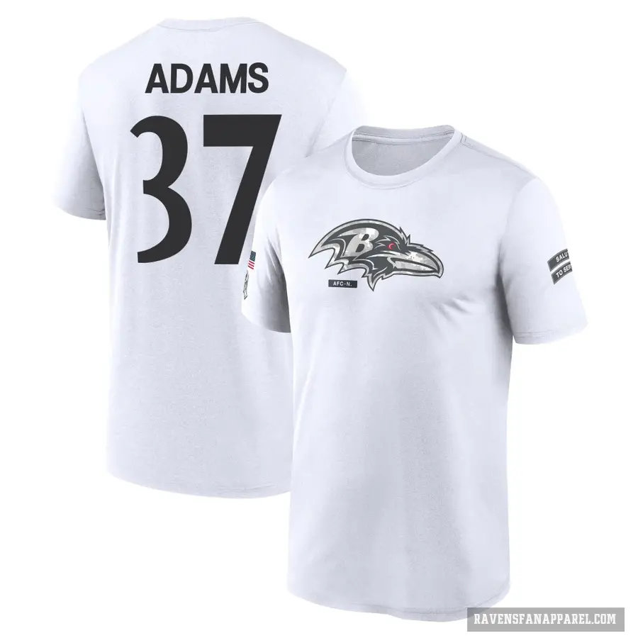 Men's ＃37 Andrew Adams Baltimore Ravens White 2024 Salute to Service Performance T-Shirt