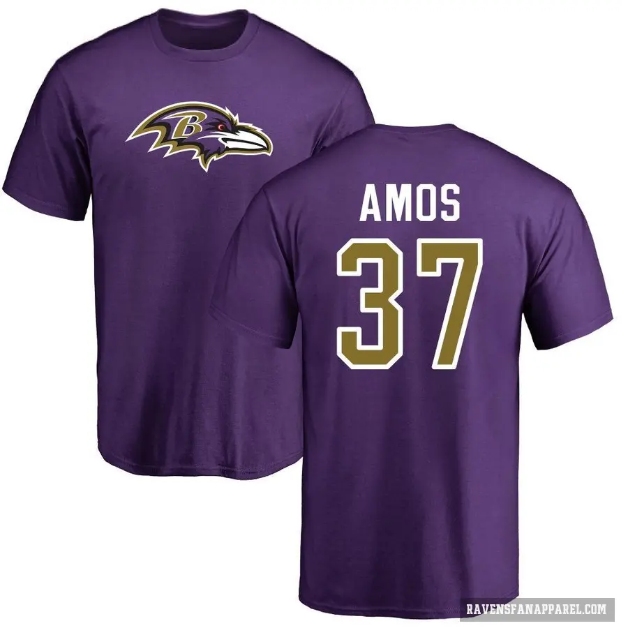 Men's ＃37 Jaquan Amos Baltimore Ravens Purple Logo T-Shirt