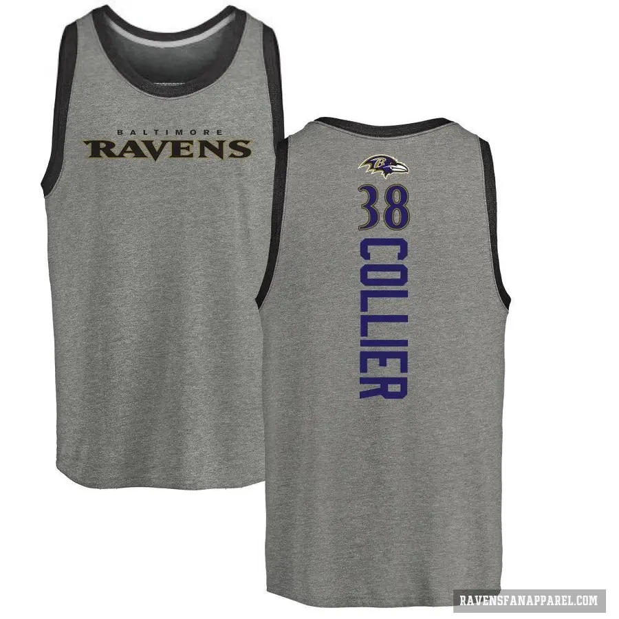 Men's ＃38 Chris Collier Baltimore Ravens Ash Backer Tank Top