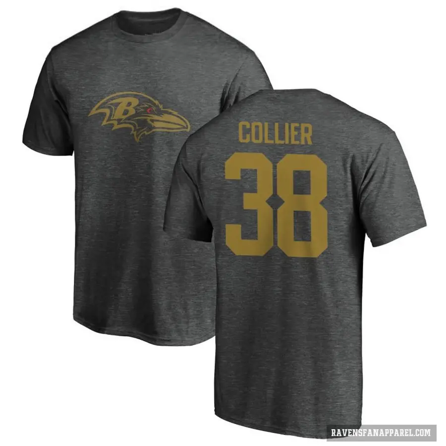 Men's ＃38 Chris Collier Baltimore Ravens Ash One Color T-Shirt