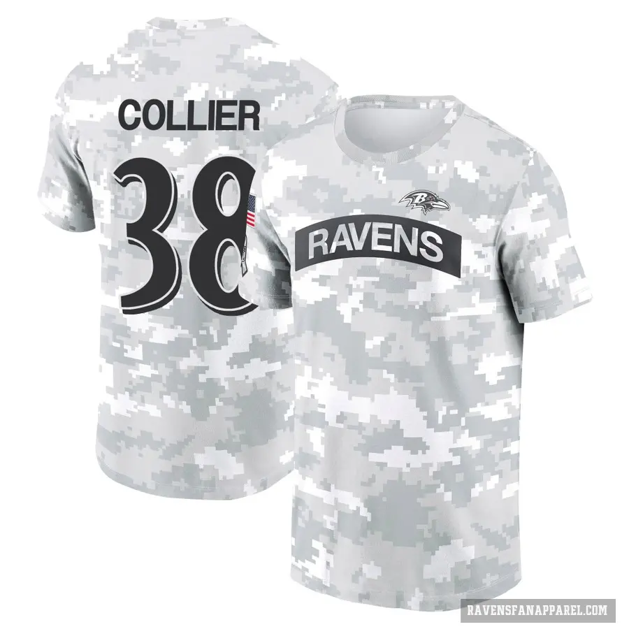 Men's ＃38 Chris Collier Baltimore Ravens Camo Arctic 2024 Salute to Service Performance T-Shirt